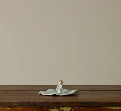 Pierce & Ward ABRA CERAMIC FIGURINE DISH - EGGSHELL BLUE GLAZE WITH WAVY RIM | Ceramics | Vessels
