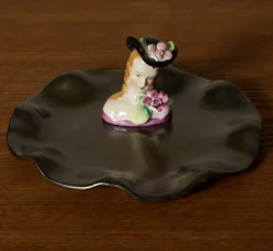 Pierce & Ward ABRA CERAMIC FIGURINE DISH - METALLIC BLACK GLAZE / BUST | Ceramics | Vessels
