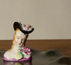 Pierce & Ward ABRA CERAMIC FIGURINE DISH - METALLIC BLACK GLAZE / BUST | Ceramics | Vessels