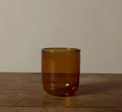 Pierce & Ward AMBER GLASS WITH STRIPED RIM | Kitchen