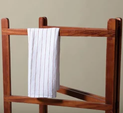 Pierce & Ward BELMONT STRIPE LINEN TEA TOWEL IN EARTH | Kitchen