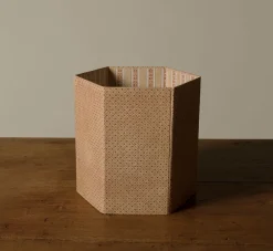 Pierce & Ward BLOCK PRINTED DOT & GRID HEXAGON COLLAPSIBLE BASKET | Vessels | Bed + Bath