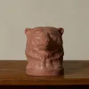 Pierce & Ward BRITISH COLOUR STANDARD ANIMAL HEAD BEAR CANDLE IN ROSE BEIGE | Candlesticks & Candles