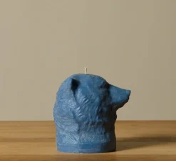 Pierce & Ward BRITISH COLOUR STANDARD ANIMAL HEAD BEAR CANDLE IN SAXE BLUE | Candlesticks & Candles