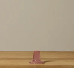 Pierce & Ward BRITISH COLOUR STANDARD GLASS CANDLEHOLDER IN OLD ROSE | Candlesticks & Candles