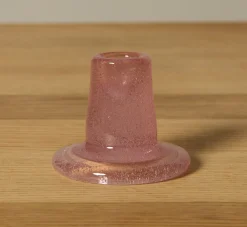 Pierce & Ward BRITISH COLOUR STANDARD GLASS CANDLEHOLDER IN OLD ROSE | Candlesticks & Candles