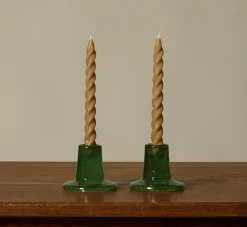 Pierce & Ward BRITISH COLOUR STANDARD GLASS CANDLEHOLDER IN JADE GREEN | Candlesticks & Candles