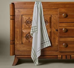 Pierce & Ward BROGUE STRIPE LINEN TEA TOWEL LEAF | Kitchen