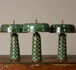 Pierce & Ward CASA ALFARERA POLKA LAMP IN JADE GREEN WITH CREAM DOTS | Lighting