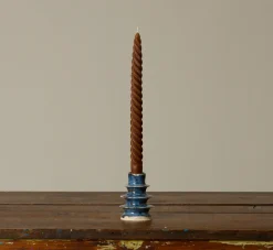 Pierce & Ward CERAMIC BLUE CANDLESTICK HOLDER | Candlesticks & Candles