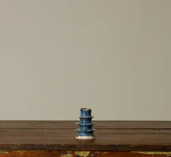 Pierce & Ward CERAMIC BLUE CANDLESTICK HOLDER | Candlesticks & Candles
