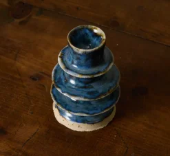 Pierce & Ward CERAMIC BLUE CANDLESTICK HOLDER | Candlesticks & Candles
