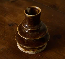 Pierce & Ward CERAMIC BROWN CANDLESTICK HOLDER | Candlesticks & Candles