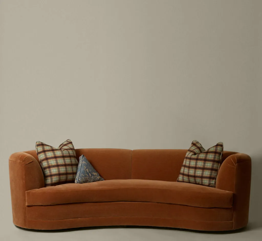 Pierce & Ward CROISSANT COUCH IN APRICOT MOHAIR | Furniture