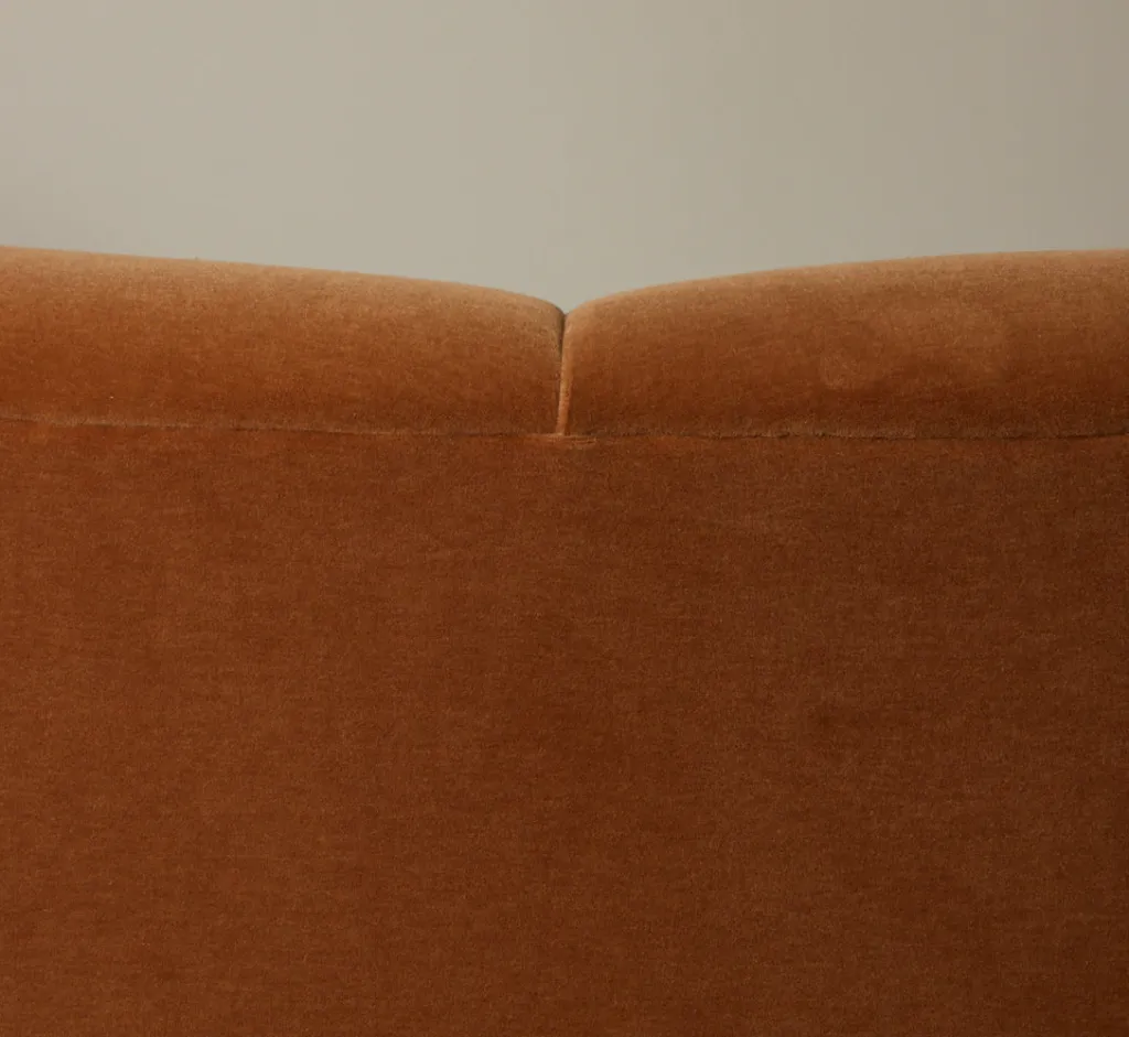 Pierce & Ward CROISSANT COUCH IN APRICOT MOHAIR | Furniture