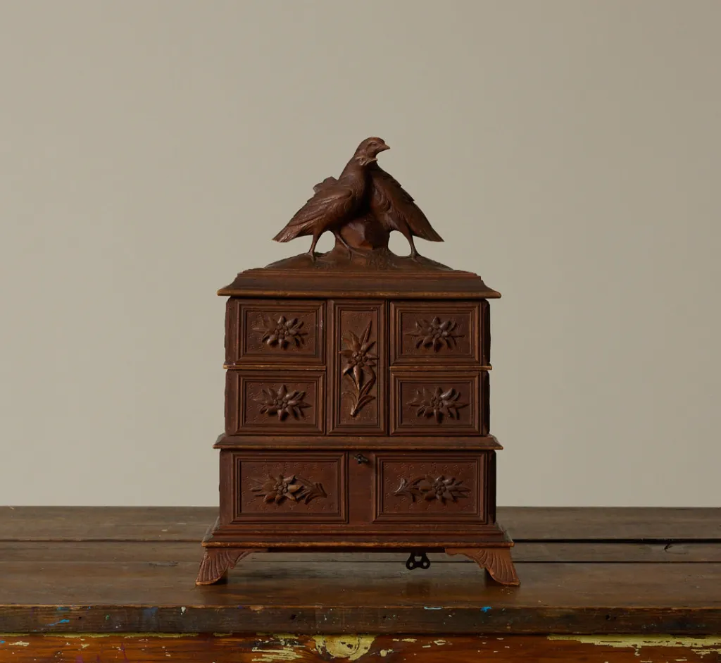 Pierce & Ward EARLY 20TH CENTURY BLACK FOREST CARVED MUSIC BOX | Boxes