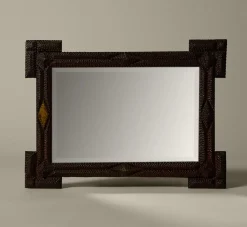 Pierce & Ward EARLY 19TH CENTURY TRAMP ART MIRROR GEOMETRIC CORNERS | Mirrors
