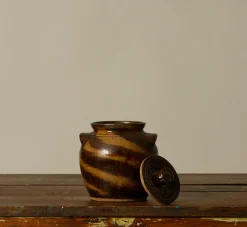 Pierce & Ward EARTHENWARE FOLK ART SWIRL VESSEL WITH LID III | Ceramics | Vessels