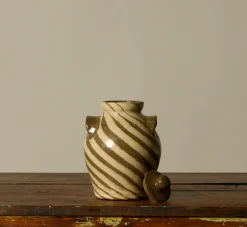 Pierce & Ward EARTHENWARE FOLK ART SWIRL VESSEL WITH LID IV | Ceramics | Vessels