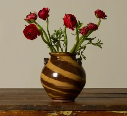 Pierce & Ward EARTHENWARE FOLK ART SWIRL VESSEL WITH LID II | Ceramics | Vessels