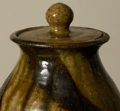 Pierce & Ward EARTHENWARE FOLK ART SWIRL VESSEL WITH LID I | Ceramics | Vessels