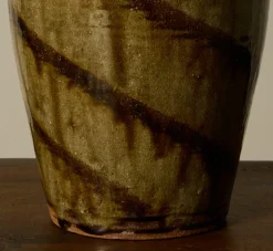 Pierce & Ward EARTHENWARE FOLK ART SWIRL VESSEL WITH LID I | Ceramics | Vessels