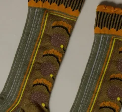 Pierce & Ward EXQUISITE J SOCKS IN ABSTRACT OLIVE | Gifts