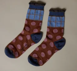 Pierce & Ward EXQUISITE J SOCKS IN CINNAMMON DOT | Gifts