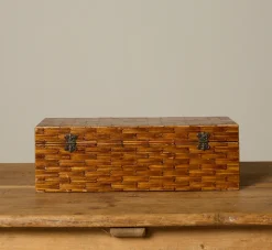 Pierce & Ward FOLK ART MATCHSTICK BOX WITH RED VELVET INTERIOR | Boxes