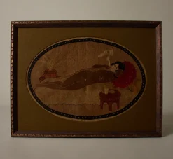 Pierce & Ward FRENCH ART DECO EMBROIDERED RECLINING NUDE | Art
