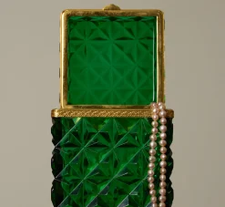 Pierce & Ward FRENCH VICTORIAN EMERALD CUT DIAMOND GLASS JEWELRY BOX | Boxes