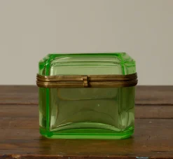 Pierce & Ward FRENCH VICTORIAN GREEN GLASS BOX | Boxes
