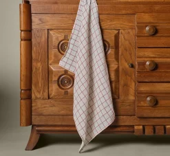 Pierce & Ward GRAPHIC STRIPE LINEN TEA TOWEL IN CLAY | Kitchen
