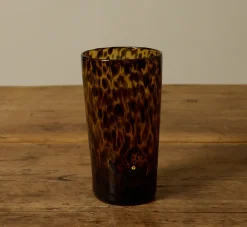 Pierce & Ward HAND BLOWN TORTOISE SHELL HIGH BALL GLASS | Kitchen