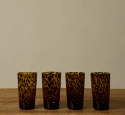 Pierce & Ward HAND BLOWN TORTOISE SHELL HIGH BALL GLASS | Kitchen