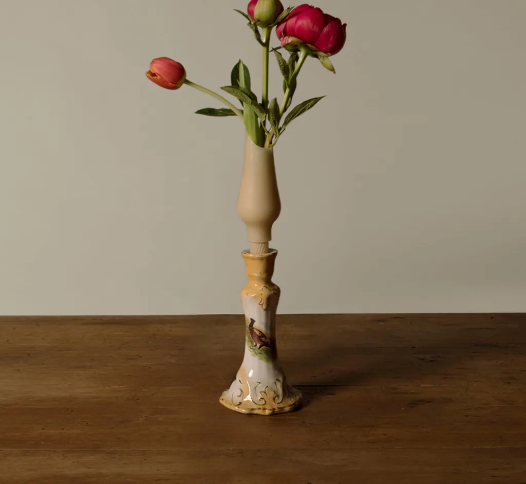 Pierce & Ward HANDS VASE CANDLE IN TAUPE | Candlesticks & Candles