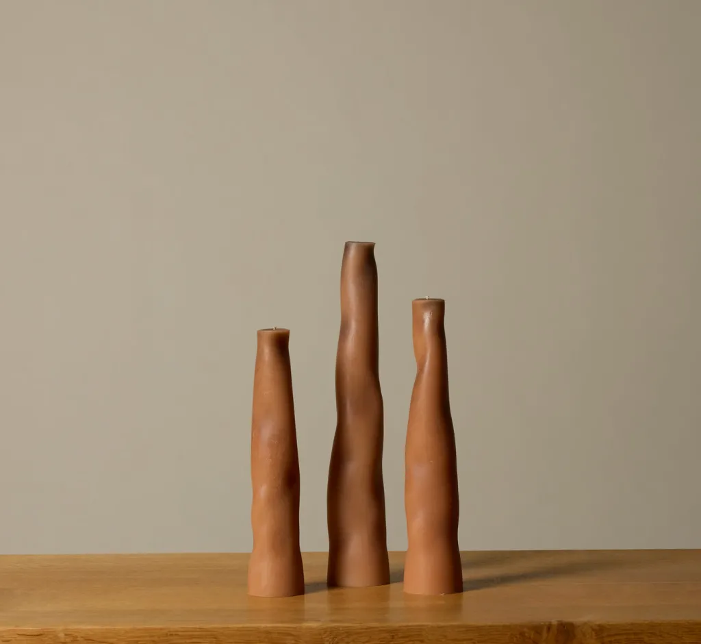 Pierce & Ward HANDS WOBBLE CANDLE SET IN BLUSH | Candlesticks & Candles