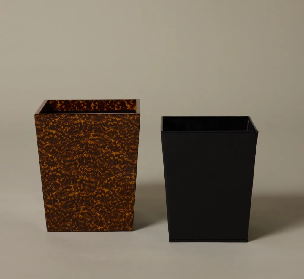 Pierce & Ward HIGH GLOSS FAUX TORTOISE WASTEBASKET | Bed + Bath