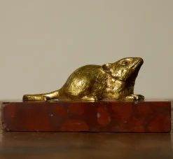 Pierce & Ward LA PETITE SOURIS: 1910S FRENCH BRONZE AND MARBLE PAPERWEIGHT | Objets D'Art