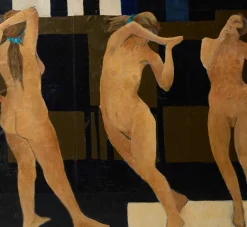 Pierce & Ward LARGE MIXED MEDIA MODERNIST PAINTING OF NUDE WOMAN | Art