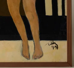 Pierce & Ward LARGE MIXED MEDIA MODERNIST PAINTING OF NUDE WOMAN | Art