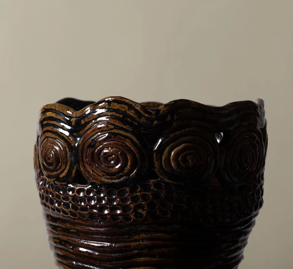 Pierce & Ward LARGE VINTAGE BRUTALIST COIL VASE | Ceramics | Vessels