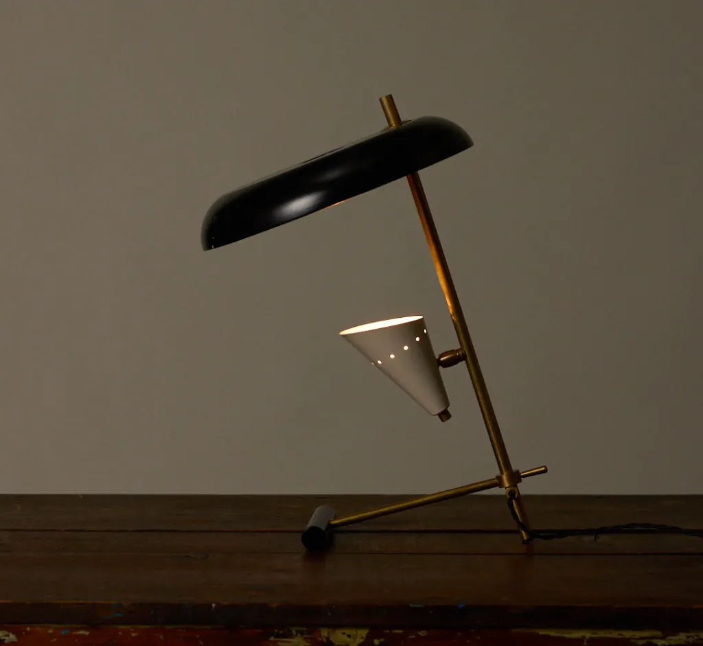 Pierce & Ward 1960 MID CENTURY ITALIAN TABLE LAMP IN BLACK/IVORY | Lighting