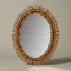 Pierce & Ward MID CENTURY MODERN SPIKED RATTAN WALL MIRROR II "OVAL" | Mirrors