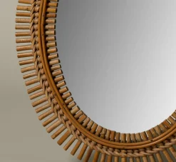 Pierce & Ward MID CENTURY MODERN SPIKED RATTAN WALL MIRROR II "OVAL" | Mirrors