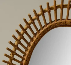 Pierce & Ward MID CENTURY MODERN SPIKED RATTAN WALL MIRROR I "OVAL" | Mirrors