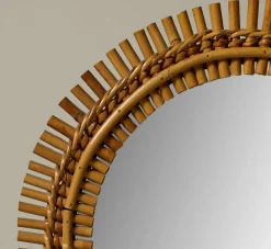 Pierce & Ward MID CENTURY MODERN SPIKED RATTAN WALL MIRROR III "CIRCLE" | Mirrors