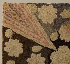 Pierce & Ward MOUNTED ANTIQUE FLORAL HOOKED RUG | Art