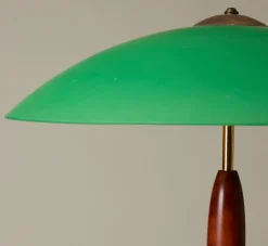 Pierce & Ward OVERSIZED ITALIAN TABLE LAMP IN CHERRY WOOD AND BRASS | Lighting