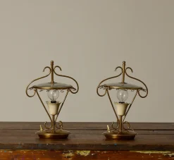 Pierce & Ward PAIR OF BRASS AND GLASS TABLE LAMPS | Lighting